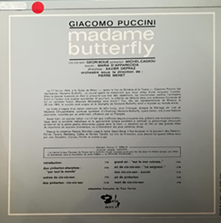 photo du disque Madame Butterfly, verso