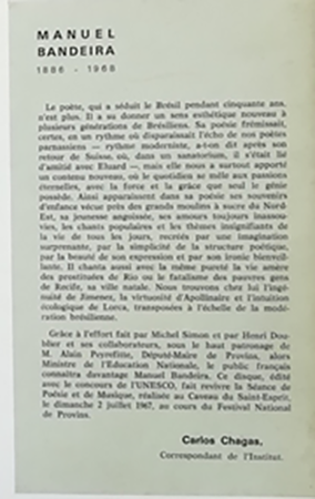 photo du disque Hommage à Manuel Bandeira, verso